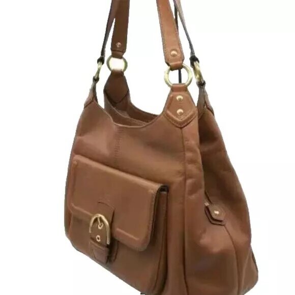 Coach Campbell Saddle Camel Handbag Hobo 3 Compartments F24686 Great Condition - Picture 5 of 15